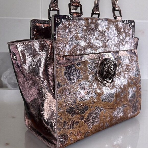 Sharif Leather & Calf Hair On SAMPLE Lion's Gate Satchel Shoulder Bag Like New - Picture 5 of 16